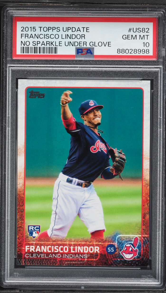 2015 Topps Update No Sparkle Under Glove Francisco Lindor ROOKIE #US82 PSA 10 GEM MINT