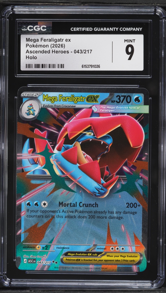 2026 Pokemon Mega Evolution Ascended Heroes Holo Mega Feraligatr ex #43 CGC 9 MINT