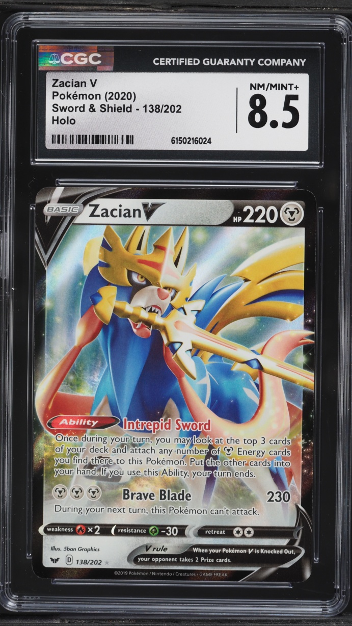 2020 Pokemon Sword & Shield Zacian V #138 CGC 8.5 NM-MT+