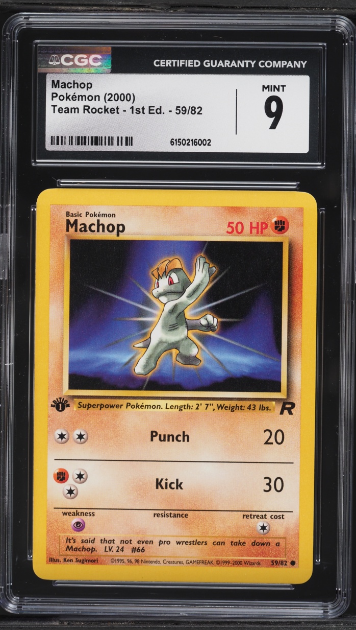 2000 Pokemon Team Rocket 1st Edition Machop #59 CGC 9 MINT