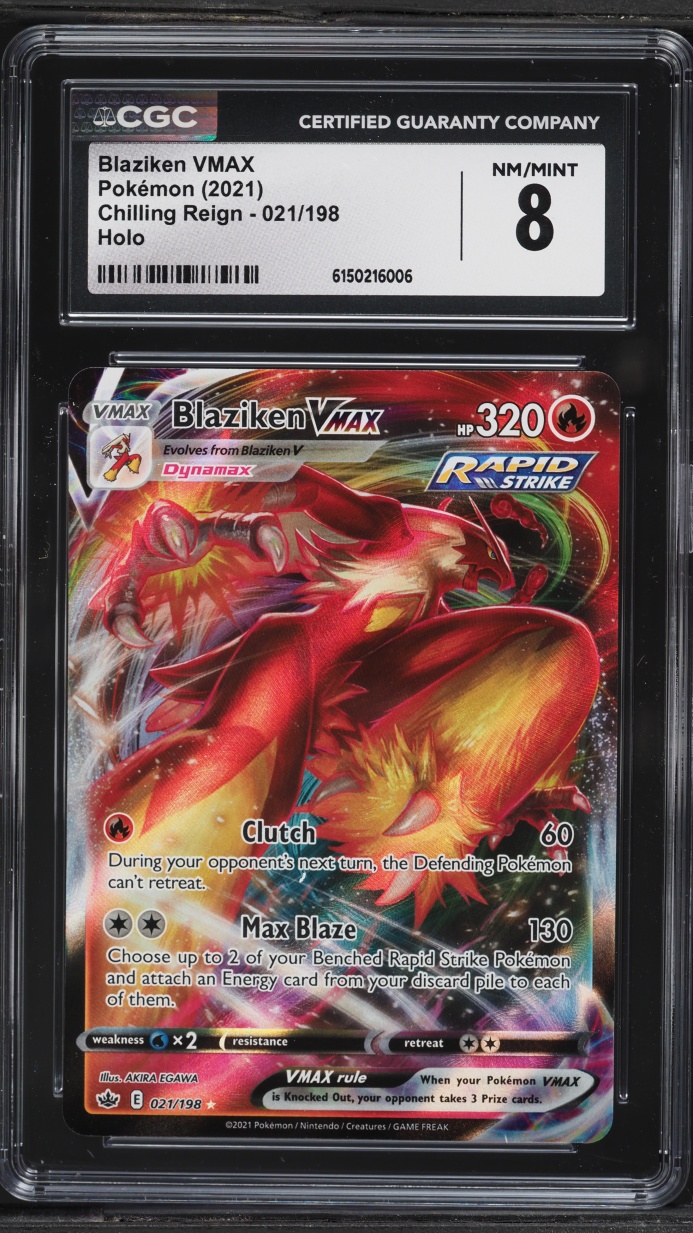 2021 Pokemon Sword & Shield Chilling Reign Full Art Blaziken VMAX #21 CGC 8 NM-MT