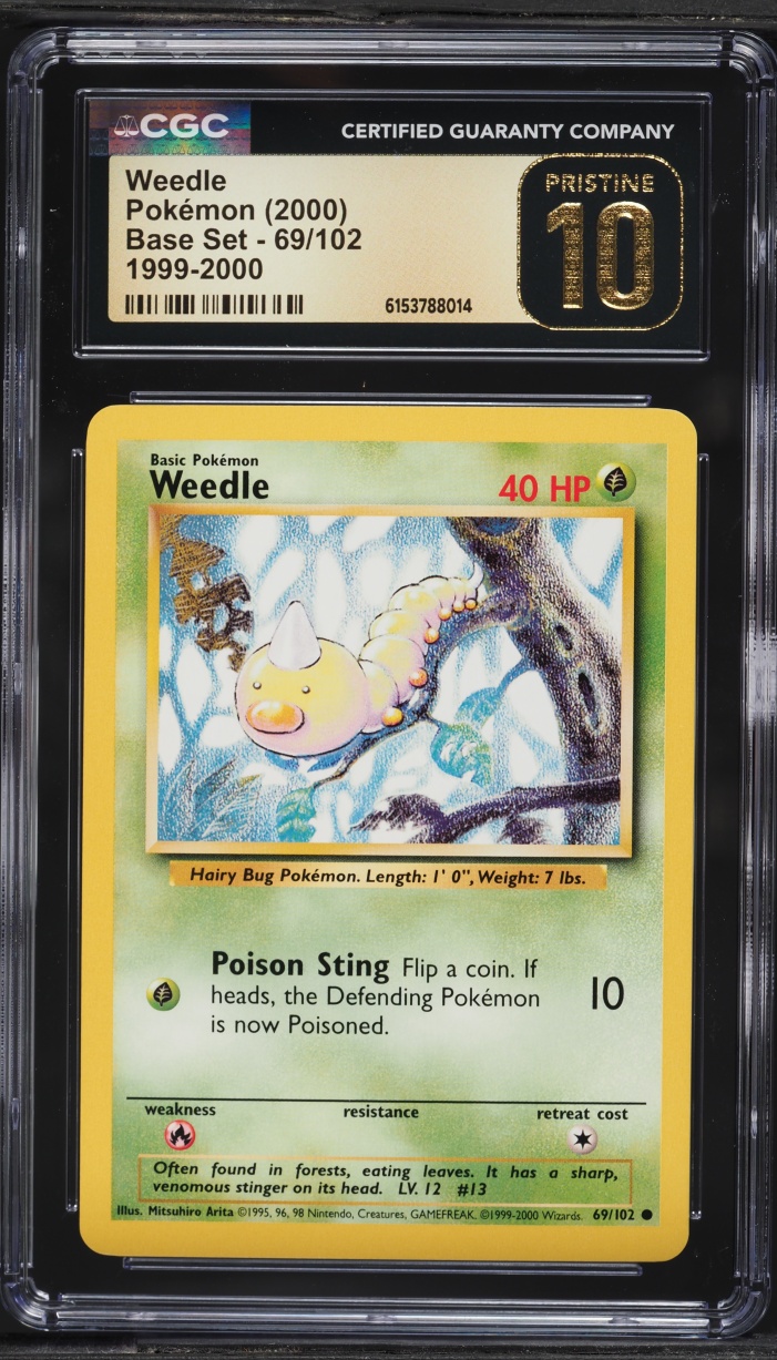 1999-2000 Pokemon Base Set Weedle #69 CGC 10 PRISTINE