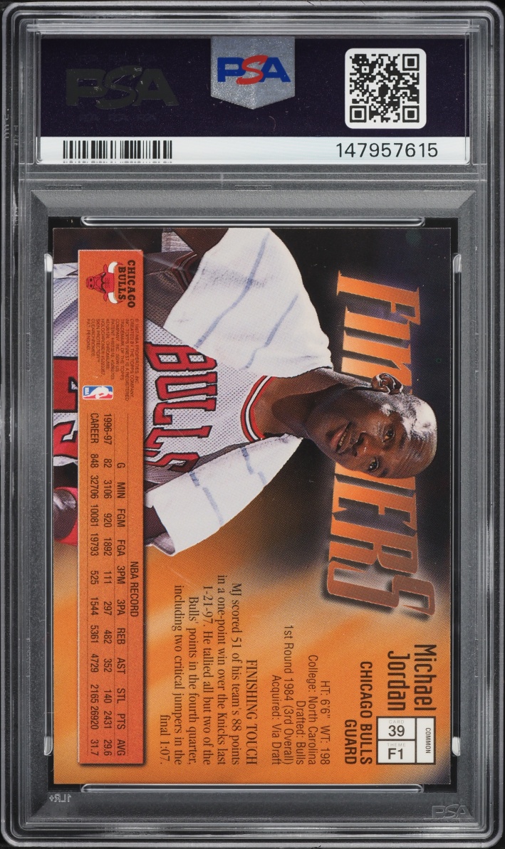 1997 Finest Basketball w/ Coating Michael Jordan #39 PSA 7 NRMT