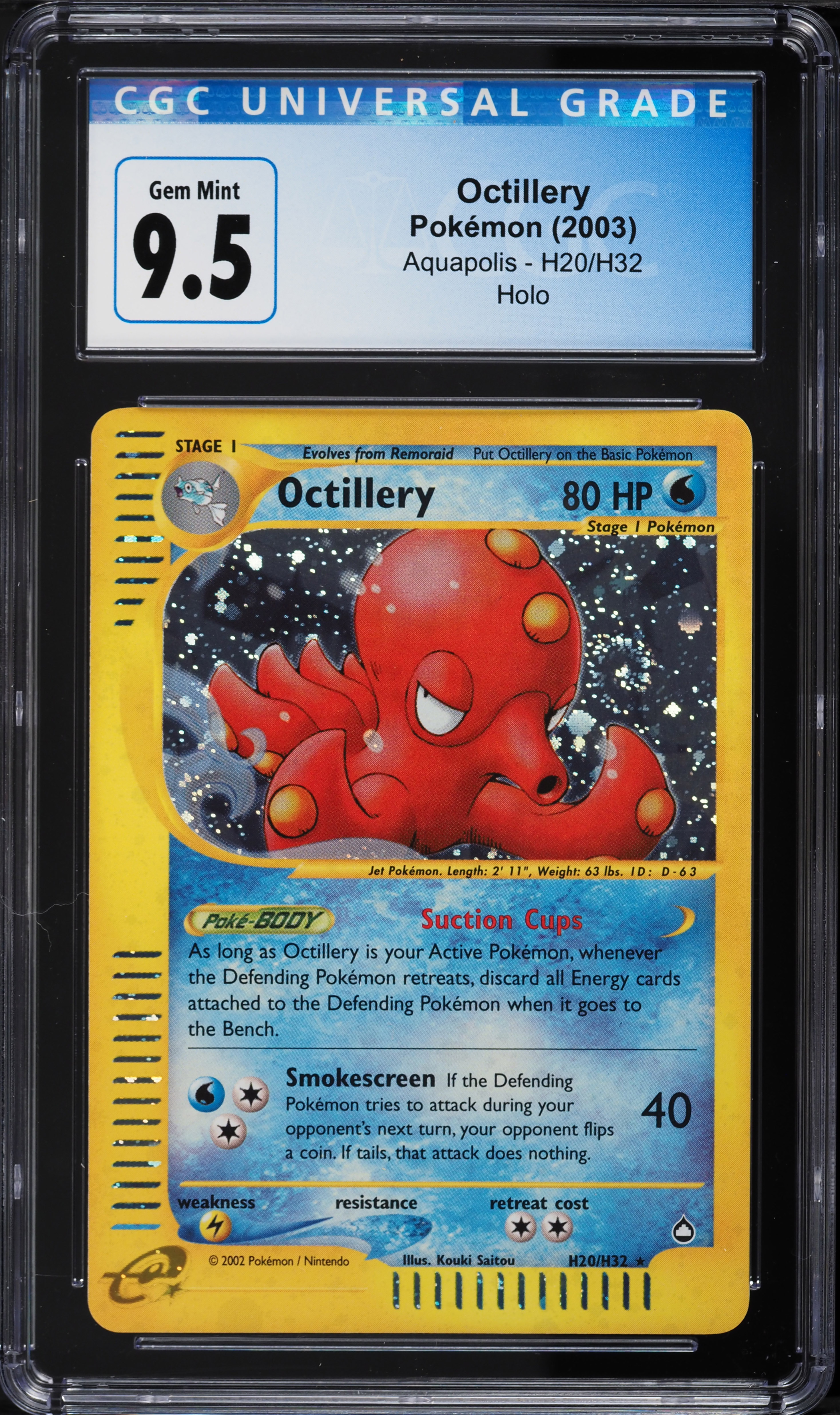 2003 Pokemon Aquapolis Holo Octillery #H20 CGC 9.5 GEM MINT