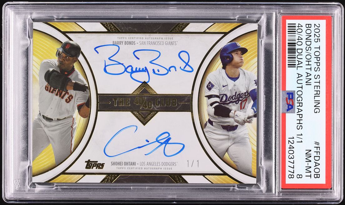 2025 Topps Sterling 40/40 Barry Bonds & Shohei Ohtani AUTO 1/1 #FFDA-OB PSA 8