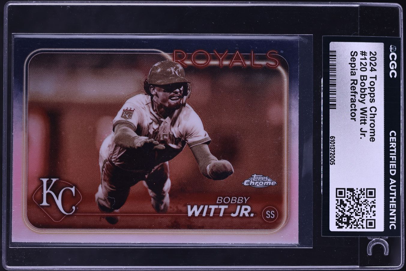 2024 Topps Chrome Sepia Refractor Bobby Witt Jr. #120 CGC AUTH