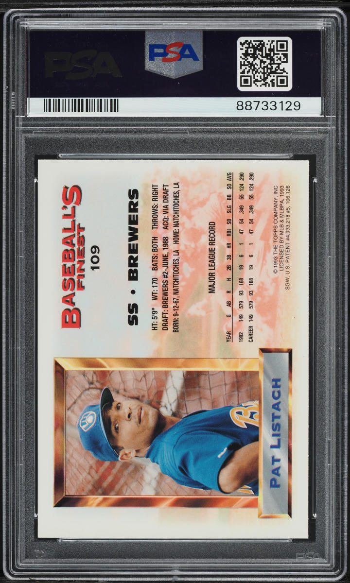 1993 Finest Refractor Pat Listach ALL-STAR #109 PSA 8 NM-MT