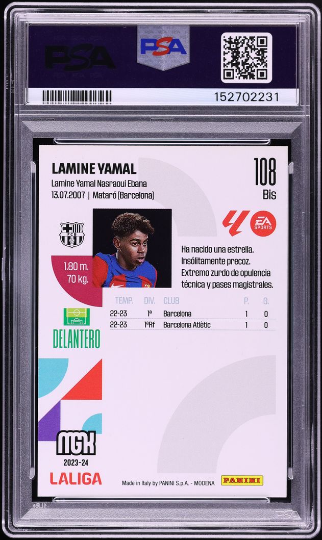 2023 Panini Megacracks La Liga EA Sports Lamine Yamal ROOKIE #108BIS PSA 10 GEM MINT