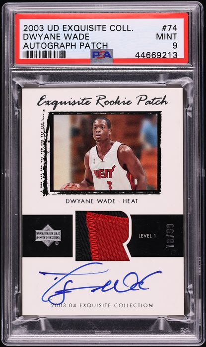 2003 Exquisite Collection Dwyane Wade ROOKIE PATCH AUTO /99 #74 PSA 9 MINT