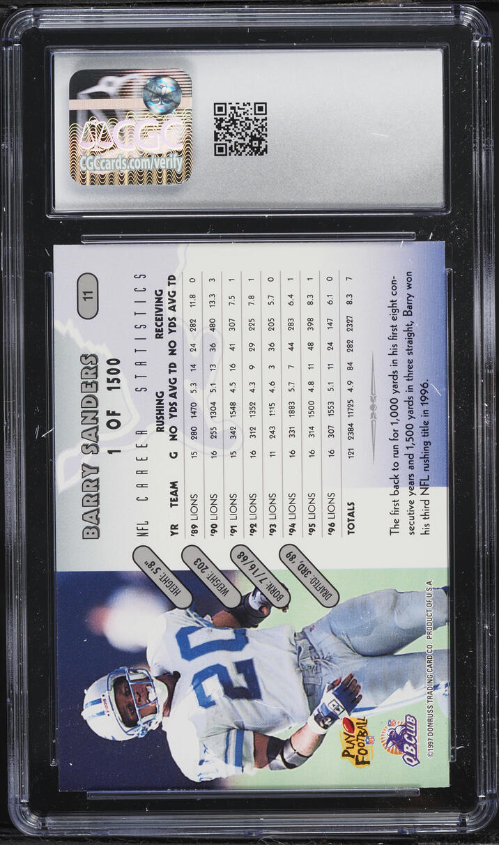 1997 Donruss Silver Press Proof Barry Sanders #11 CGC 10 GEM MINT