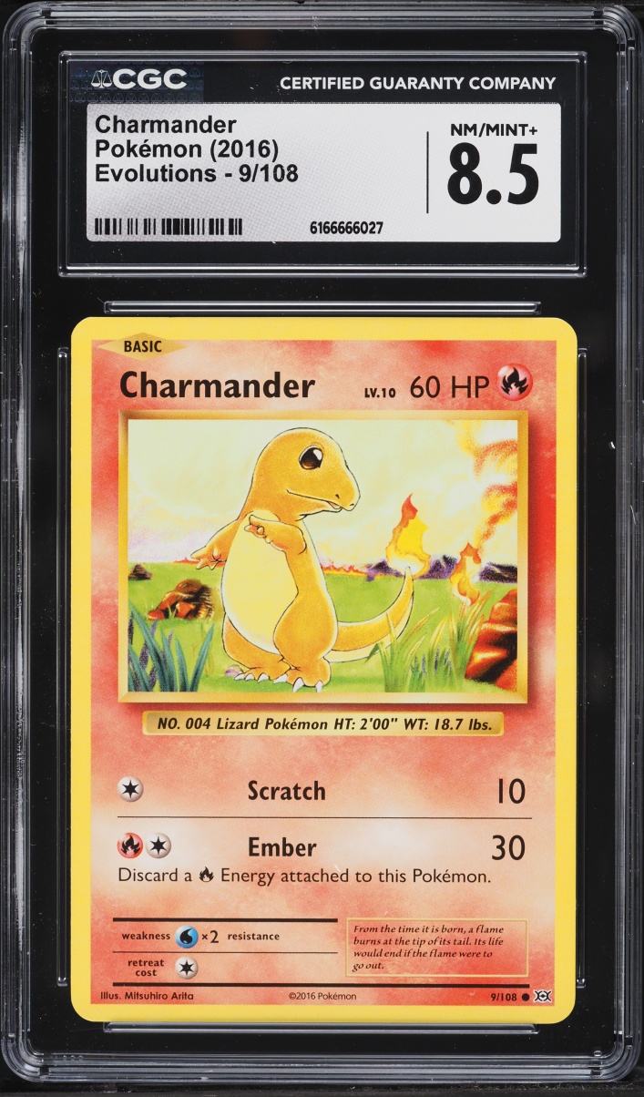 2016 Pokemon XY Evolutions Charmander #9 CGC 8.5 NM-MT+