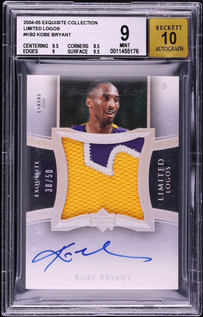 2004 Exquisite Collection Limited Logos Kobe Bryant PATCH AUTO /50 #KB2 BGS 9 MINT