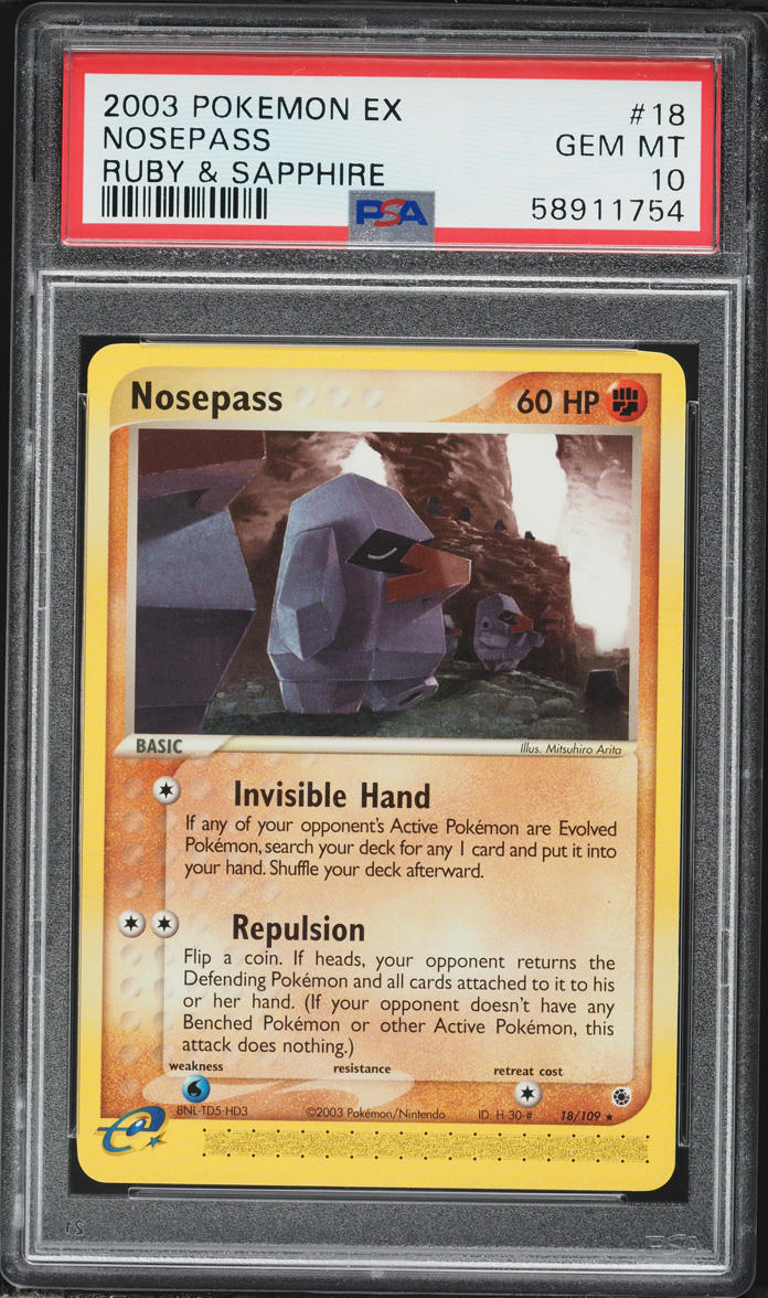 2003 Pokemon EX Ruby & Sapphire Nosepass #18 PSA 10 GEM MINT