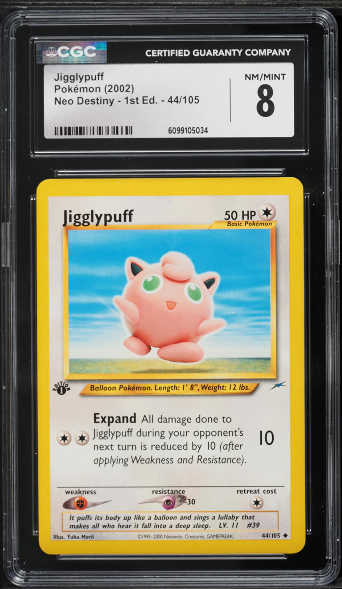 2002 Pokemon Neo Destiny 1st Edition Jigglypuff #44 CGC 8 NM-MT