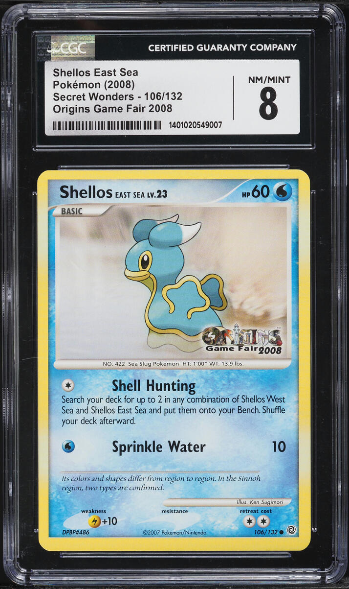 2008 Pokemon Diamond & Pearl Secret Wonders Origins Game Fair Shellos East Sea #106 CGC 8 NM-MT