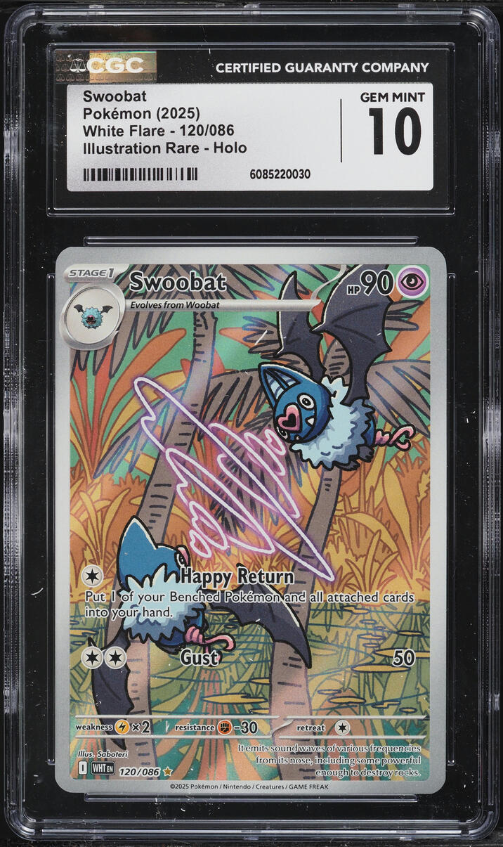 2025 Pokemon Scarlet & Violet White Flare IR Swoobat #120 CGC 10 GEM MINT