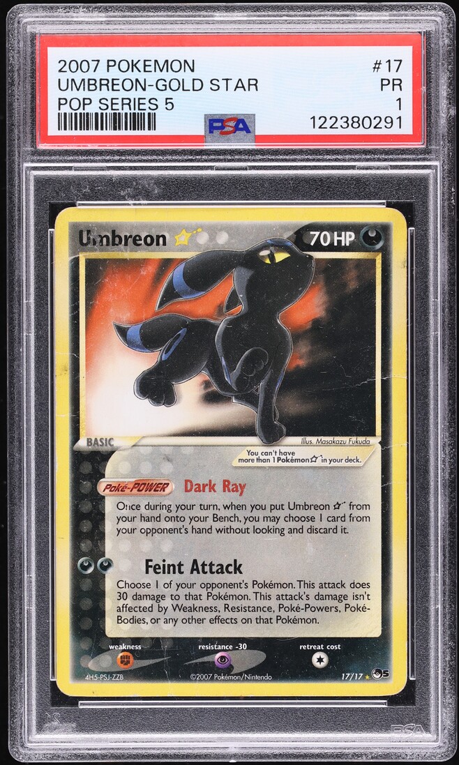 2007 Pokemon Pop Series 5 Umbreon Gold Star #17 PSA 1 PR