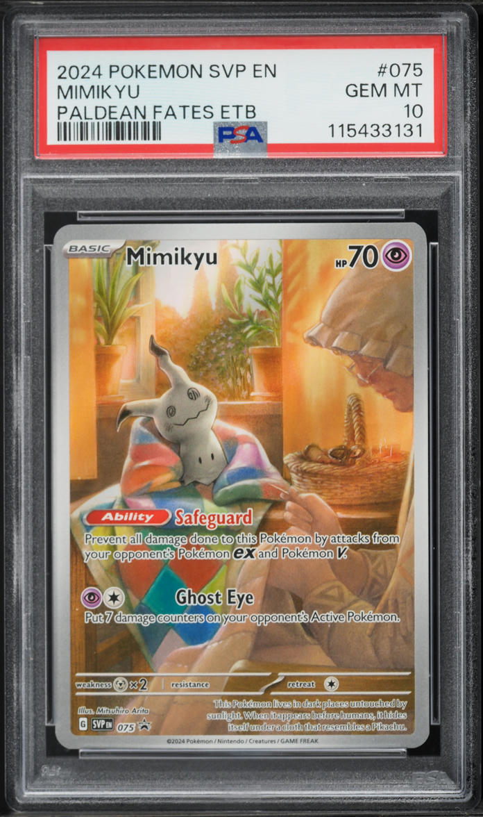 2024 Pokemon SV Black Star Promo Paldean Fates ETB Mimikyu #75 PSA 10 GEM MINT