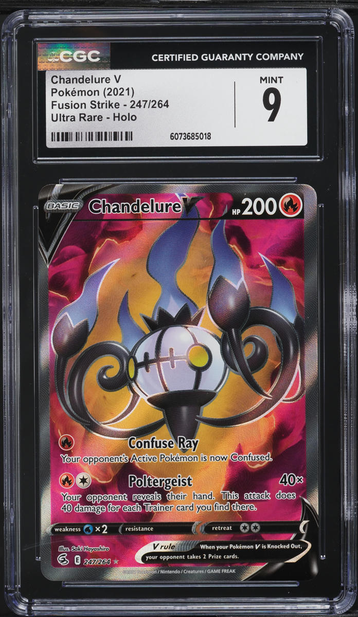 2021 Pokemon Sword & Shield Fusion Strike Full Art Chandelure V #247 CGC 9 MINT