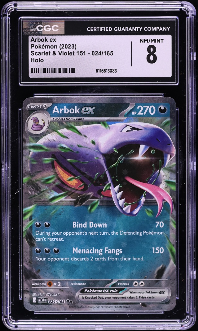 2023 Pokemon Scarlet & Violet 151 Holo Arbok ex #24 CGC 8 NM-MT
