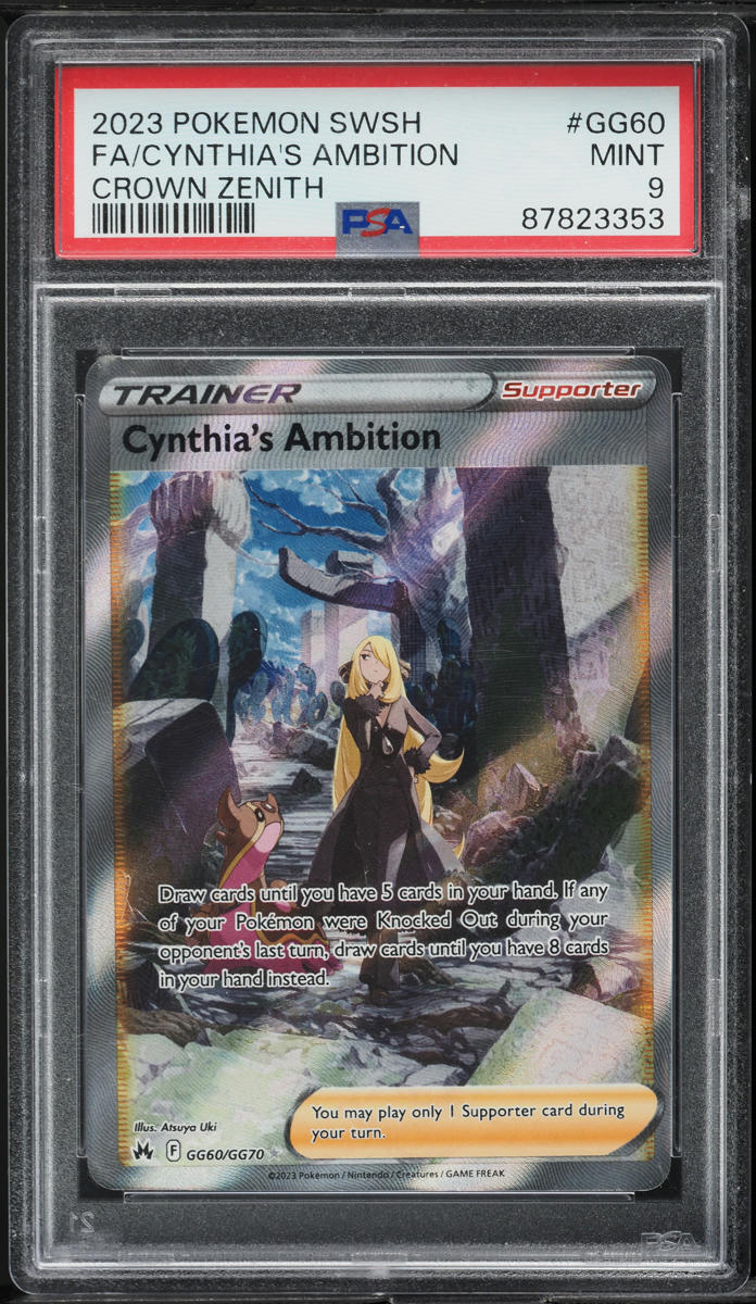 2023 Pokemon Sword & Shield Crown Zenith Full Art Cynthia's Ambition #GG60 PSA 9 MINT