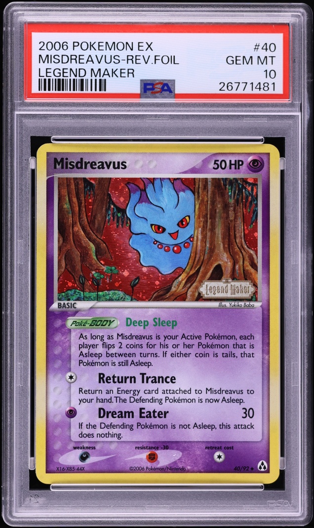 2006 Pokemon EX Legend Maker Reverse Holo Misdreavus #40 PSA 10 GEM MINT