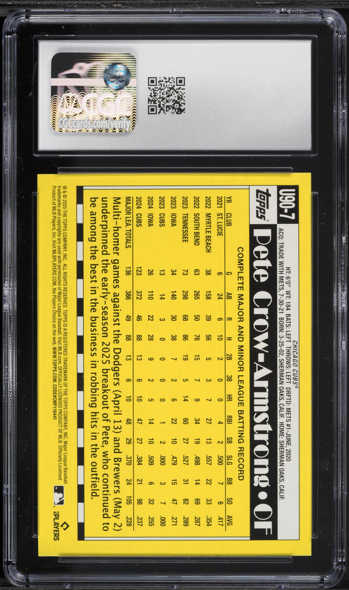 2025 Topps Update '90 Pete Crow-Armstrong #U90-7 CGC 10 GEM MINT