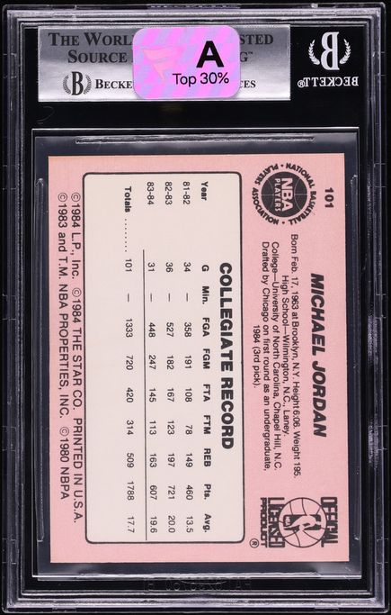 1984 Star Basketball Michael Jordan ROOKIE #101 BGS 8.5 NM-MT+