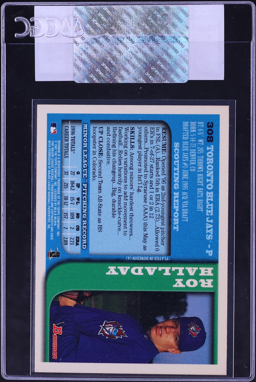 1997 Bowman Roy Halladay ROOKIE #308 CGC AUTH