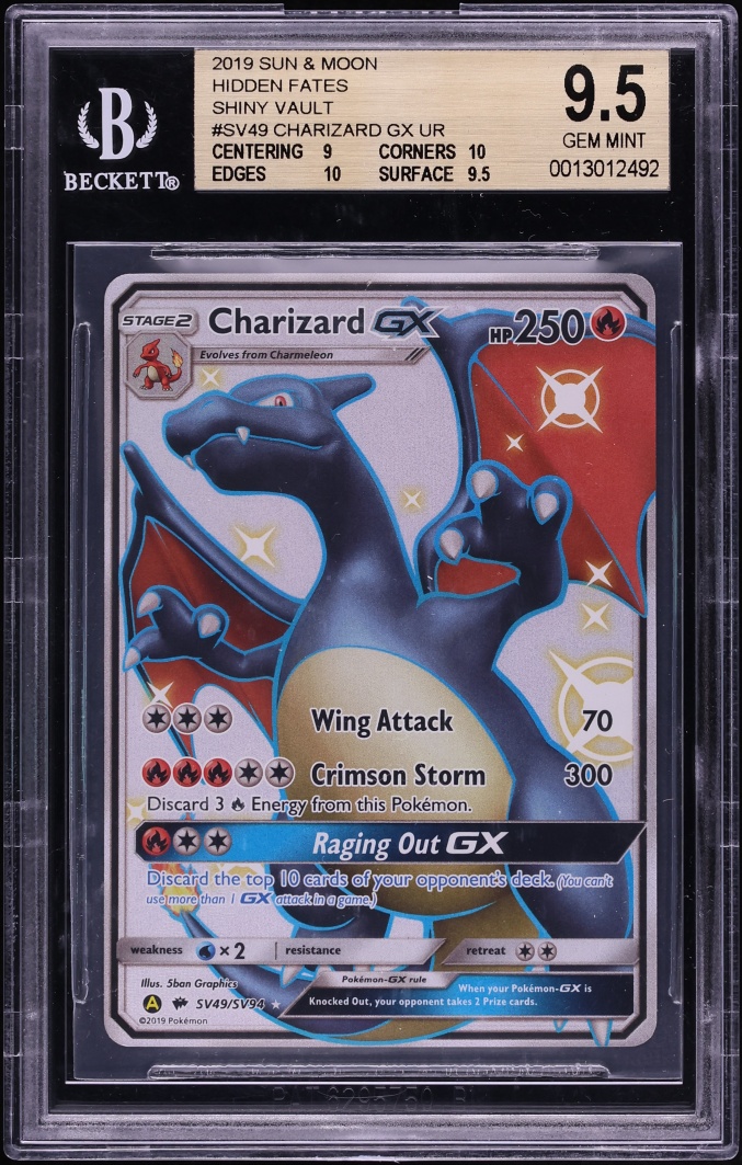 2019 Pokemon Sun & Moon Hidden Fates Shiny Vault Charizard GX #SV49 BGS 9.5 GEM MINT
