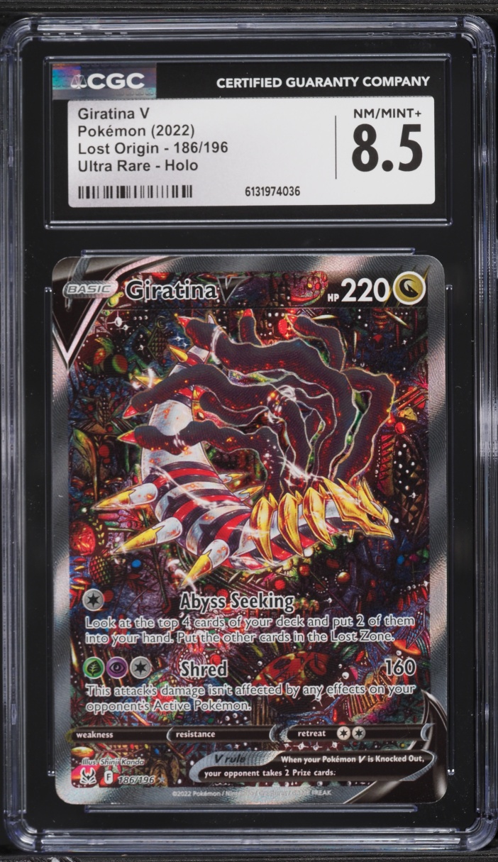 2022 Pokemon Sword & Shield Lost Origin Alt Art Giratina V #186 CGC 8.5 NM-MT+