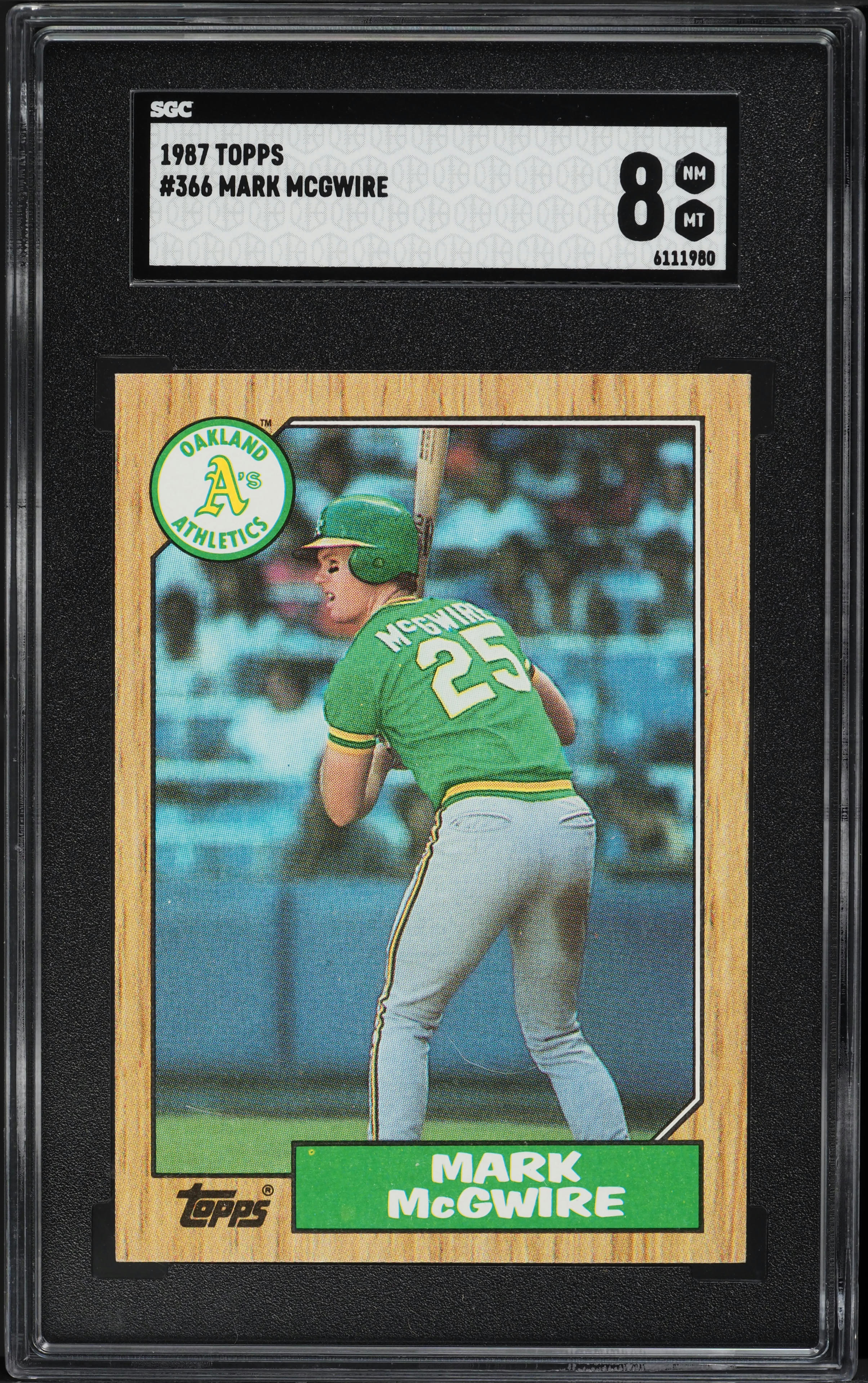 1987 Topps Mark McGwire ROOKIE #366 SGC 8 NM-MT