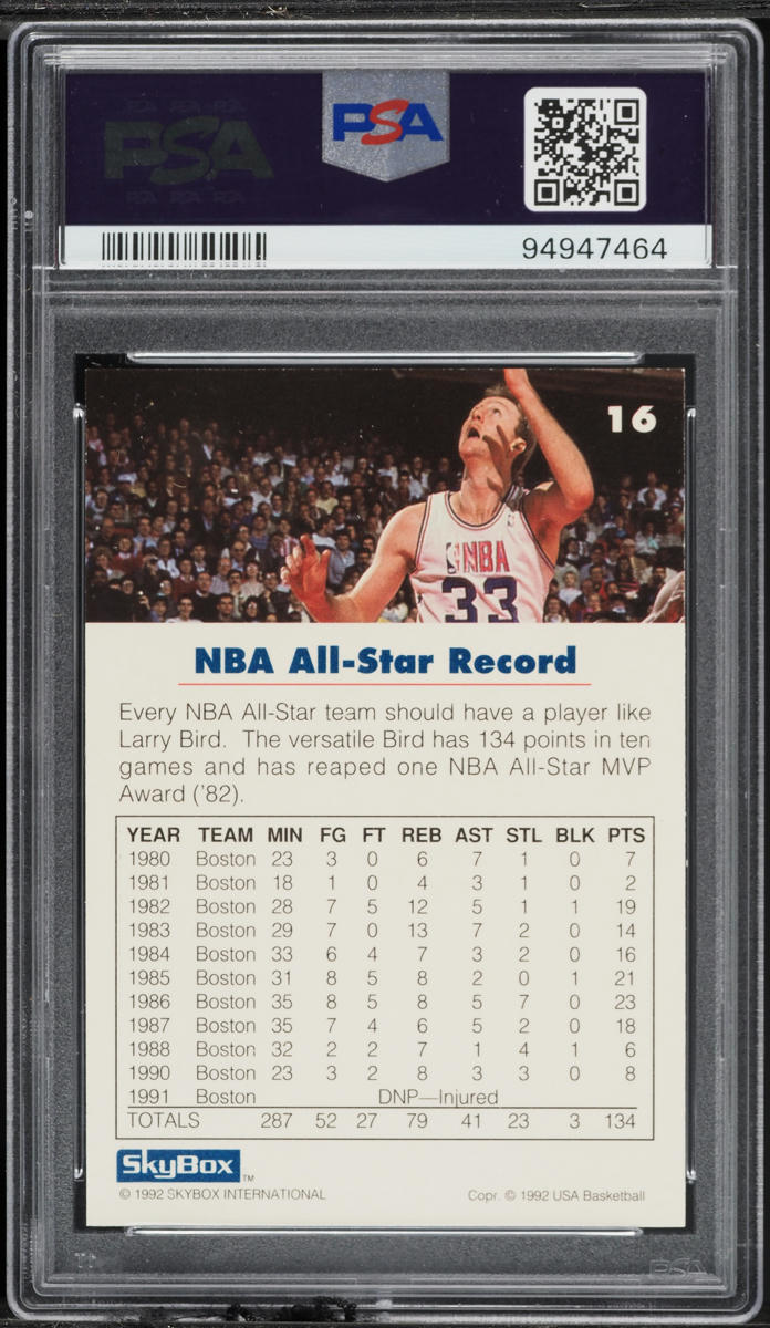 1992 Skybox USA Basketball Larry Bird #16 PSA 9 MINT