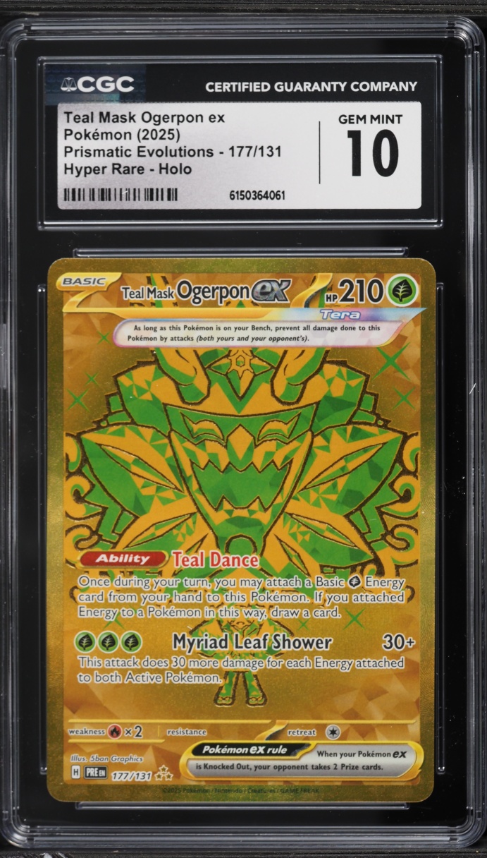 2025 Pokemon SV Prismatic Evolutions Gold Rare Teal Mask Ogerpon ex #177 CGC 10 GEM MINT