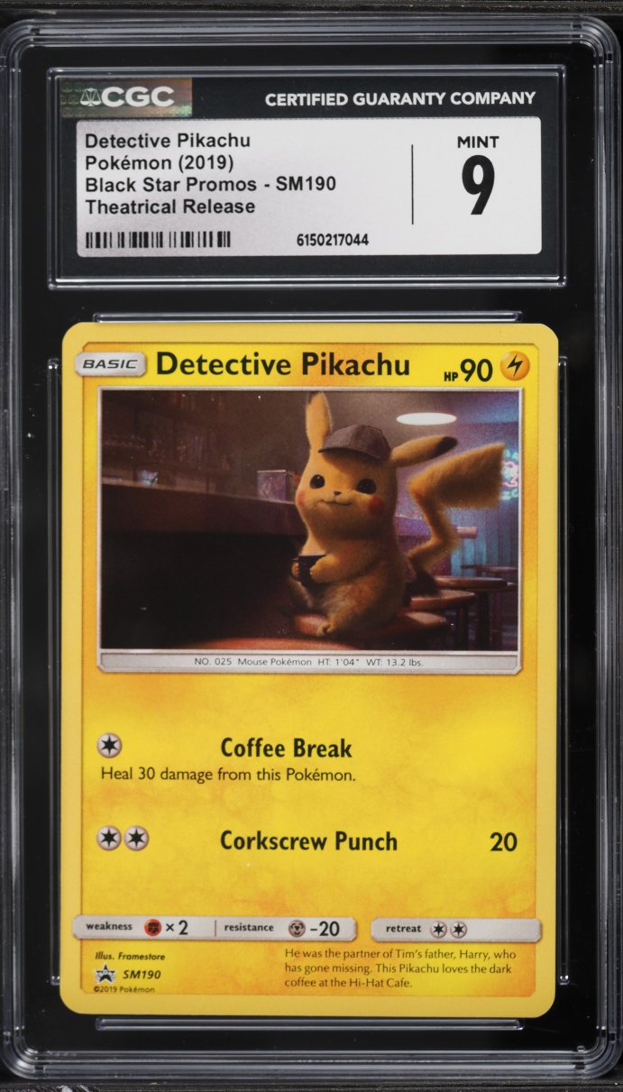 2019 Pokemon Sun & Moon Black Star Promo Detective Pikachu #SM190 CGC 9 MINT