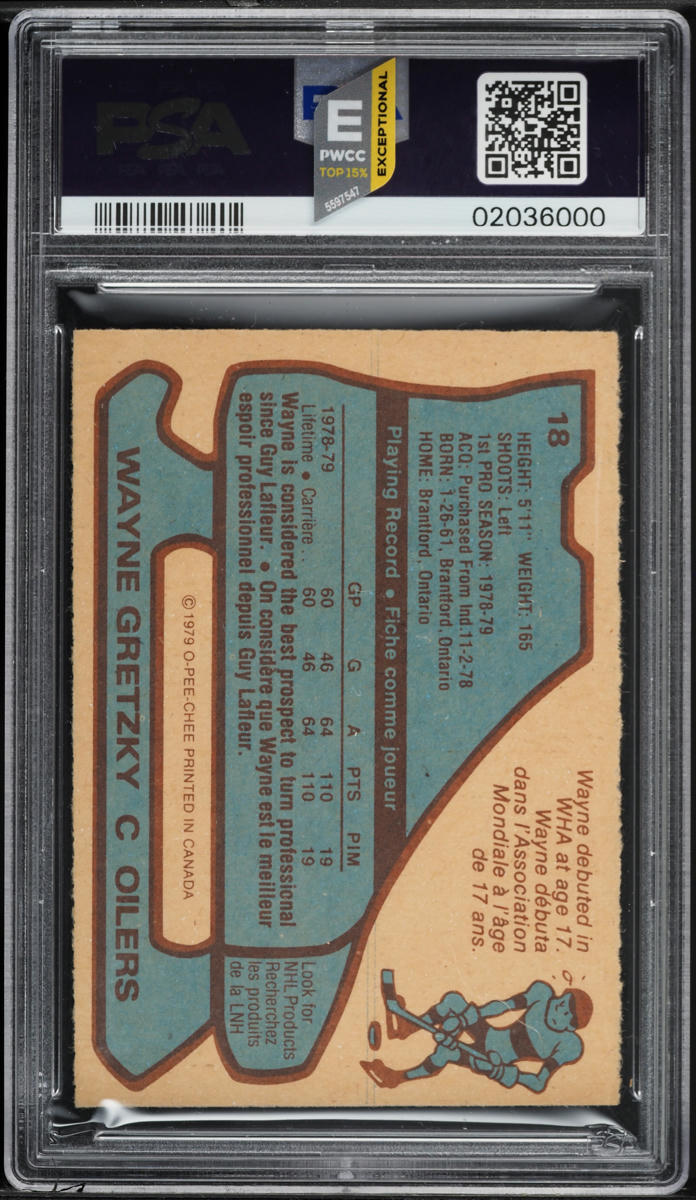1979 O-Pee-Chee Hockey Wayne Gretzky ROOKIE #18 PSA 8 NM-MT