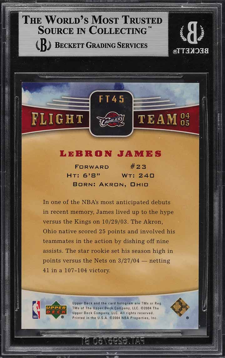 2004 Upper Deck Flight Team Onyx LeBron James /23 #FT45 BGS 9 MINT - Photo 2