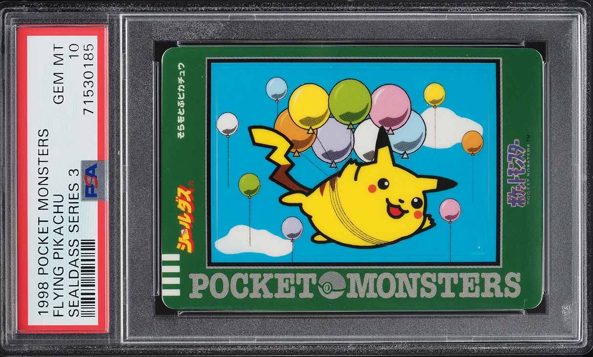 1998 Pokemon Japanese Pocket Monsters Sealdass Series 3 Flying Pikachu PSA 10