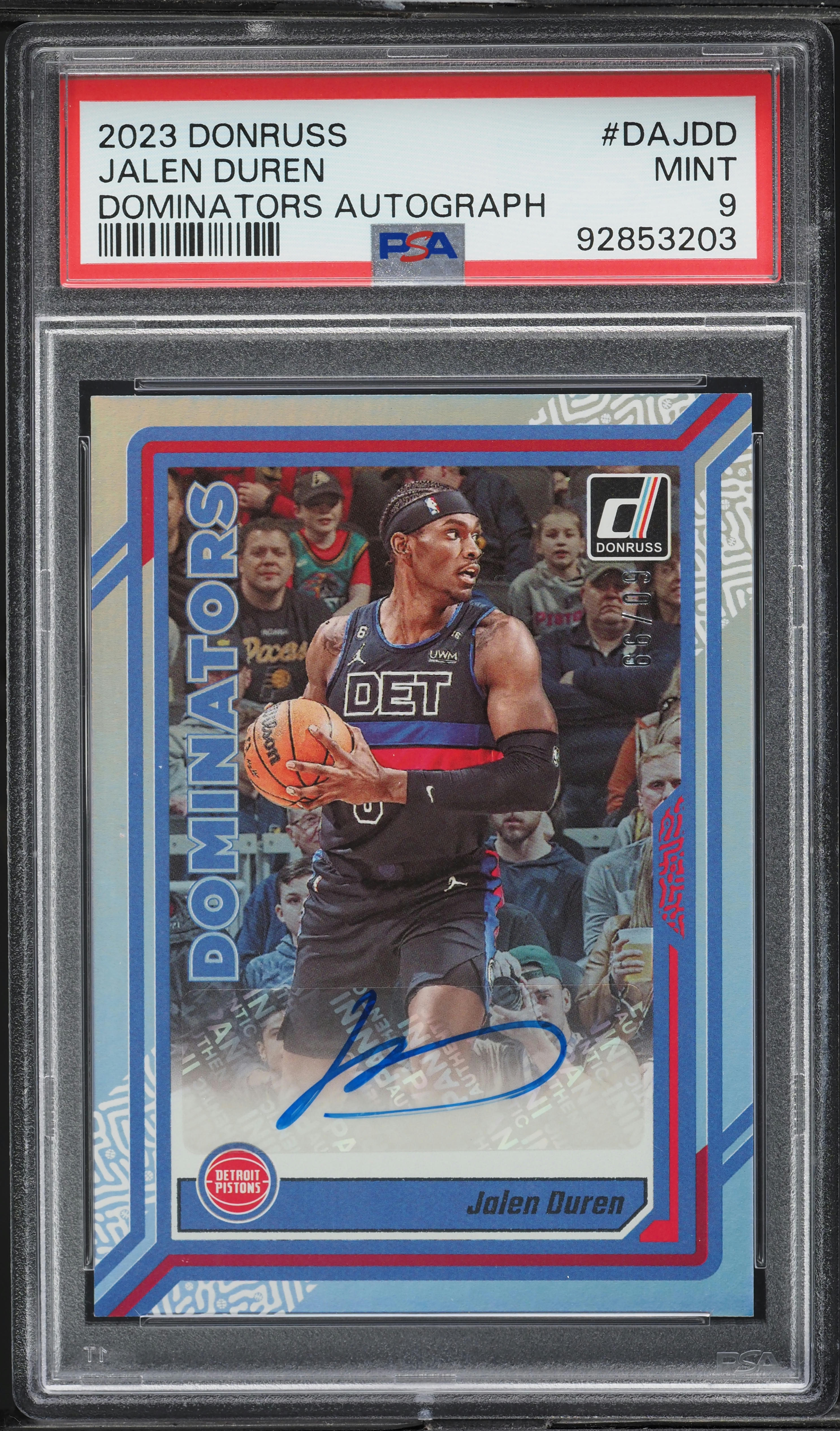 2023 Donruss Dominators Jalen Duren AUTO /99 #DAJDD PSA 9 MINT on