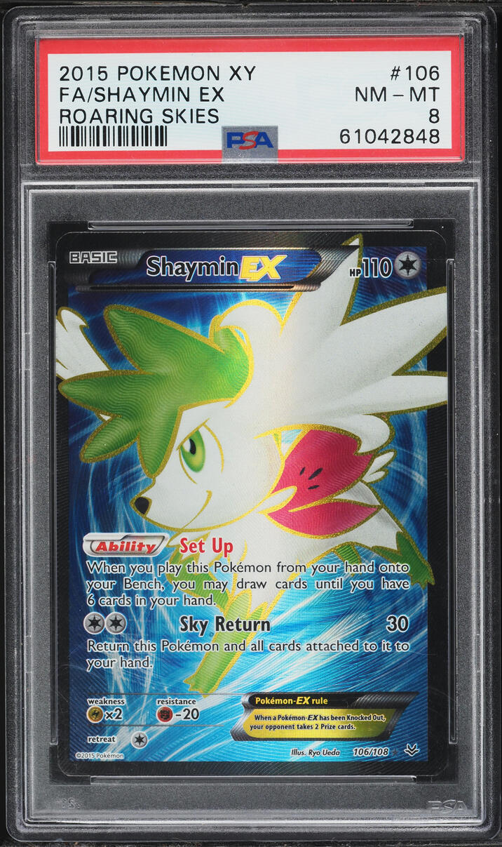 2015 Pokemon XY Roaring Skies Full Art Shaymin EX #106 PSA 8 NM-MT