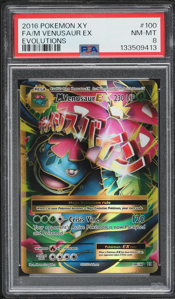 2016 Pokemon XY Evolutions Gold Rare M Venusaur EX #100 PSA 8 NM-MT