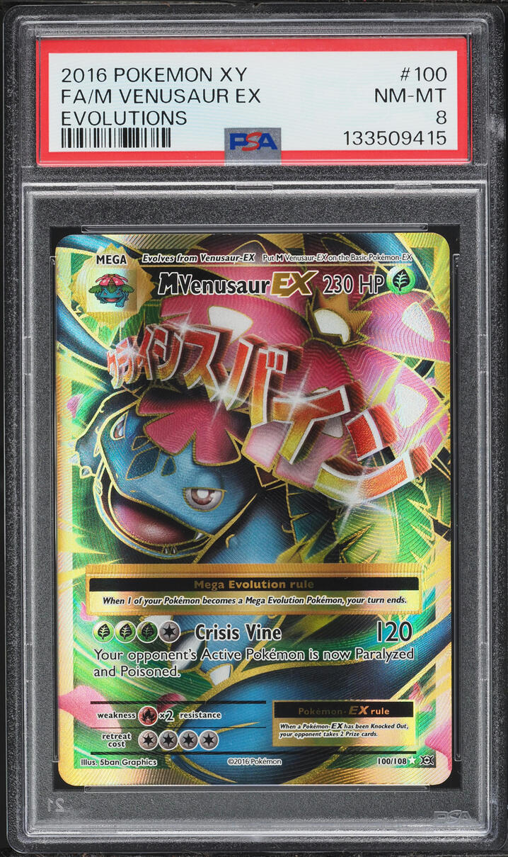 2016 Pokemon XY Evolutions Full Art M Venusaur EX #100 PSA 8 NM-MT