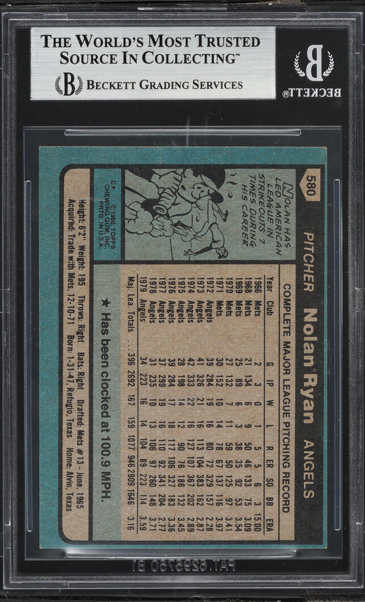 1980 Topps Nolan Ryan #580 BGS 5.5 EX+