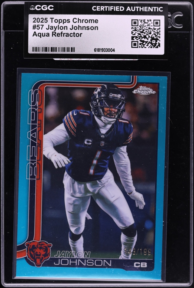 2025 Topps Chrome Aqua Refractor Jaylon Johnson /199 #57 CGC AUTH
