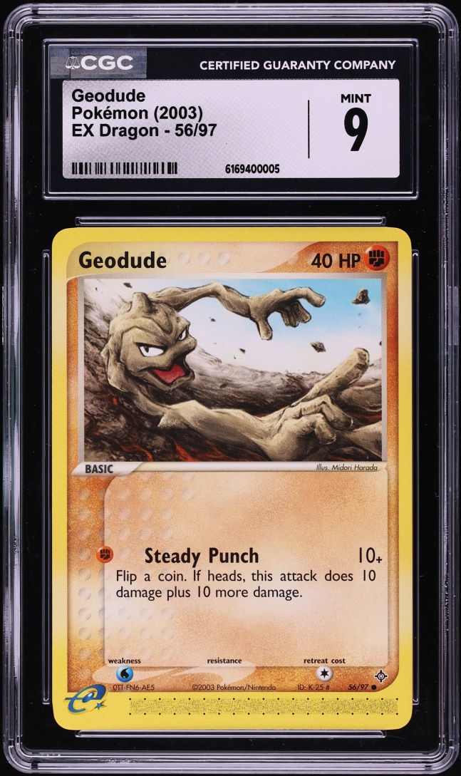 2003 Pokemon EX Dragon Geodude #56 CGC 9 MINT