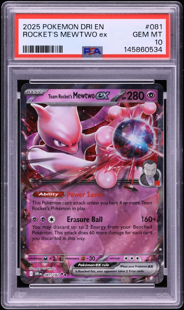 2025 Pokemon Scarlet & Violet Destined Rivals Holo Team Rocket's Mewtwo ex #81 PSA 10 GEM MINT
