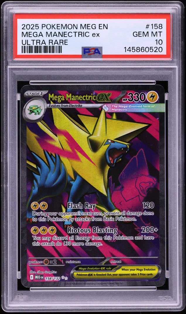 2025 Pokemon Mega Evolution Full Art Mega Manectric ex #158 PSA 10 GEM MINT