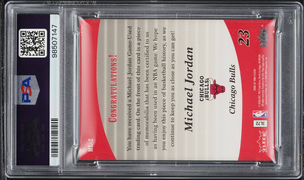 2006 Fleer MJ Missing Links Michael Jordan PATCH #ML-2 PSA 8 NM-MT