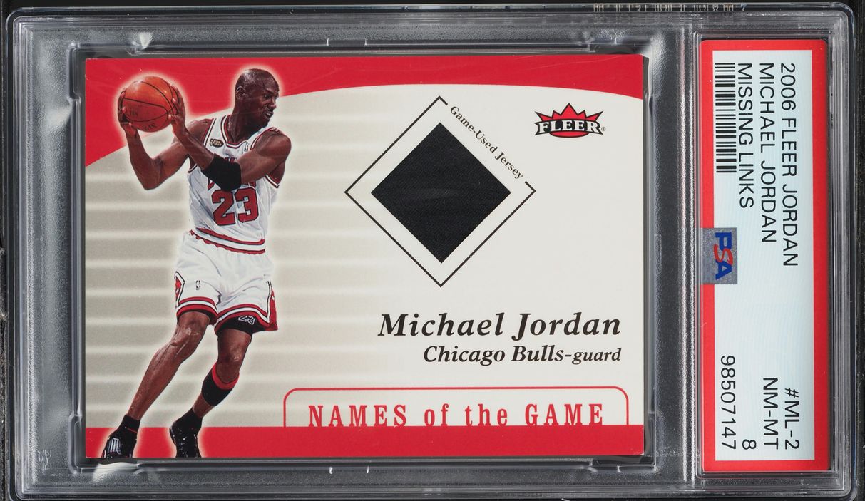 2006 Fleer MJ Missing Links Michael Jordan PATCH #ML-2 PSA 8 NM-MT