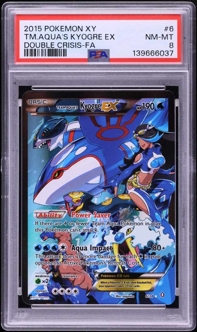 2015 Pokemon XY Double Crisis Full Art Team Aqua's Kyogre EX #6 PSA 8 NM-MT